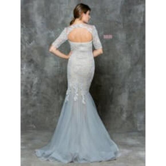 Marsoni by Colors Mother Of The Bride Trumpt Lace Gown In Midnight Blue Size XL - Picture 2 of 12